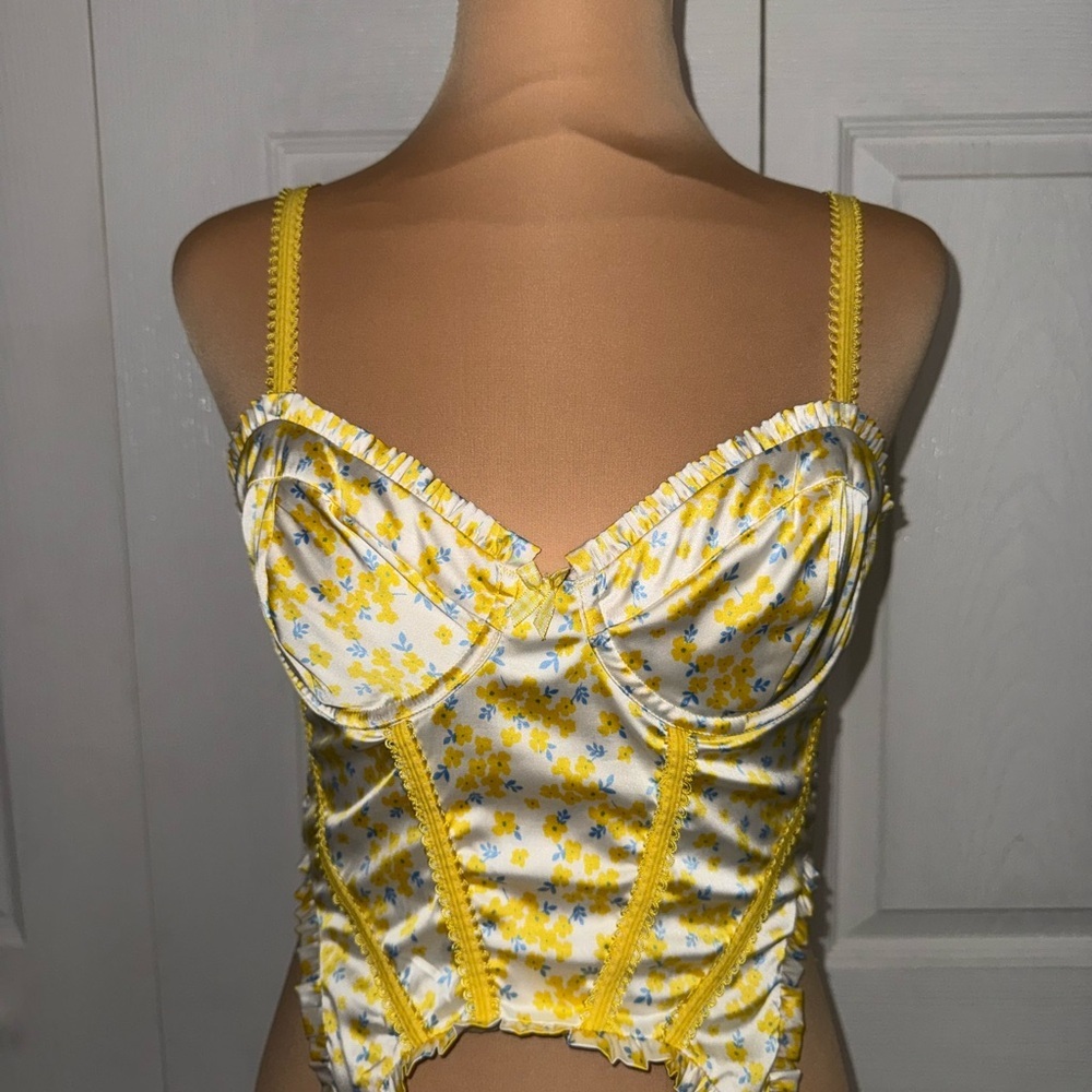 For Love And Lemons Daffodil‎ Bustier Yellow Floral Medium Size Small